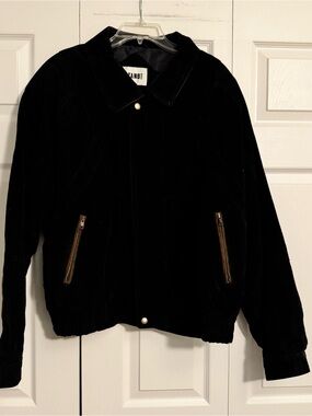 GITANO Vintage 90s Black Suede Leather Jacket with Shoulder Pads